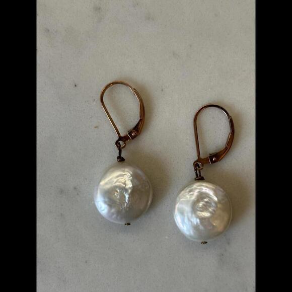 CLOSET CLOSING! LAST CHANCE Authentic Vintage Pearl Drop Earrings .925 Silver - Picture 3 of 3